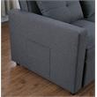 Bowery Hill Dark Gray Linen Fabric Convertible Sleeper Chair with Side Pocket