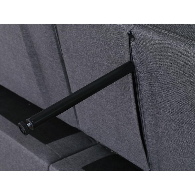 Bowery Hill Dark Gray Linen Fabric Convertible Sleeper Chair with Side Pocket