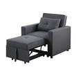 Bowery Hill Dark Gray Linen Fabric Convertible Sleeper Chair with Side Pocket