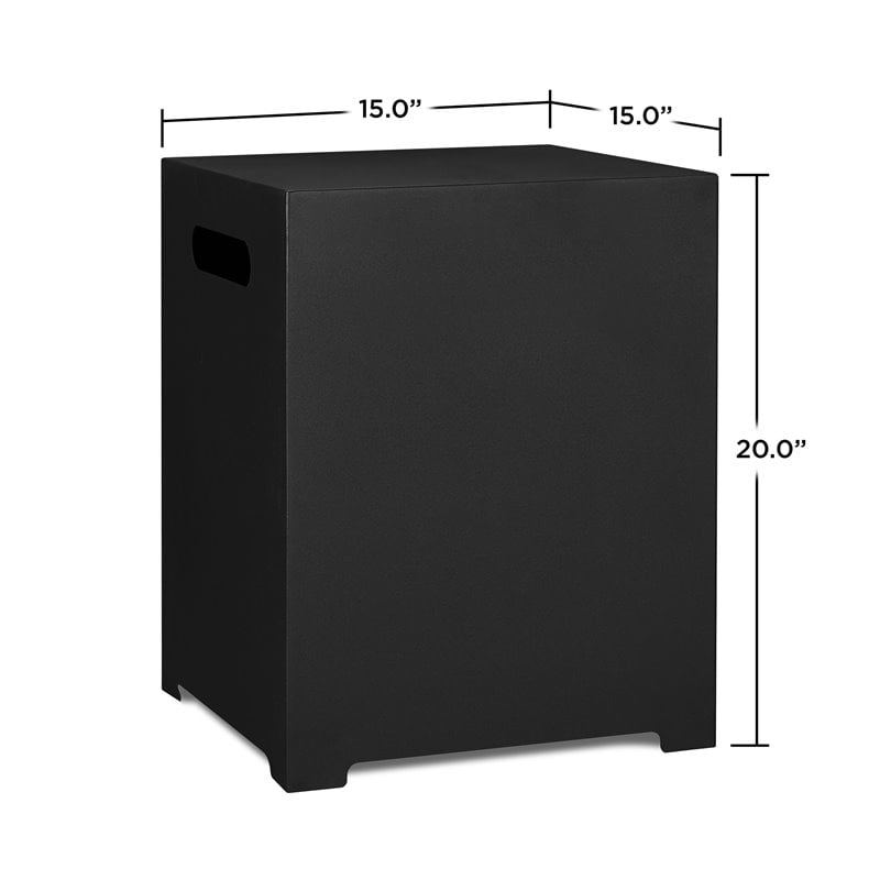 Bowery Hill Modern Steel Propane Tank Cover in Black