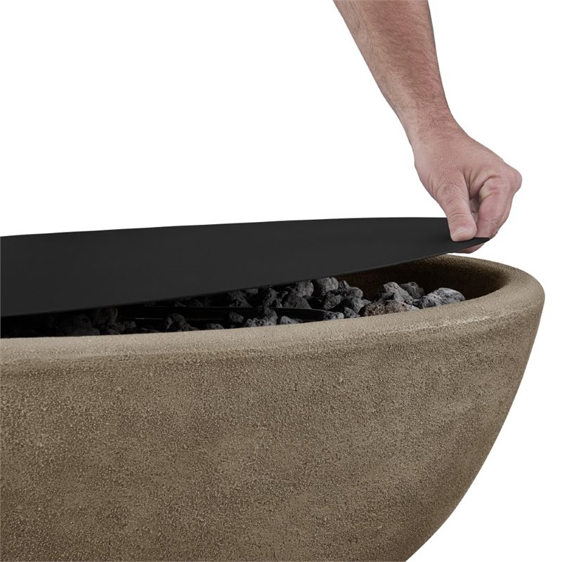 Bowery Hill Contemporary Oval Powder Coated Steel Lid in Black