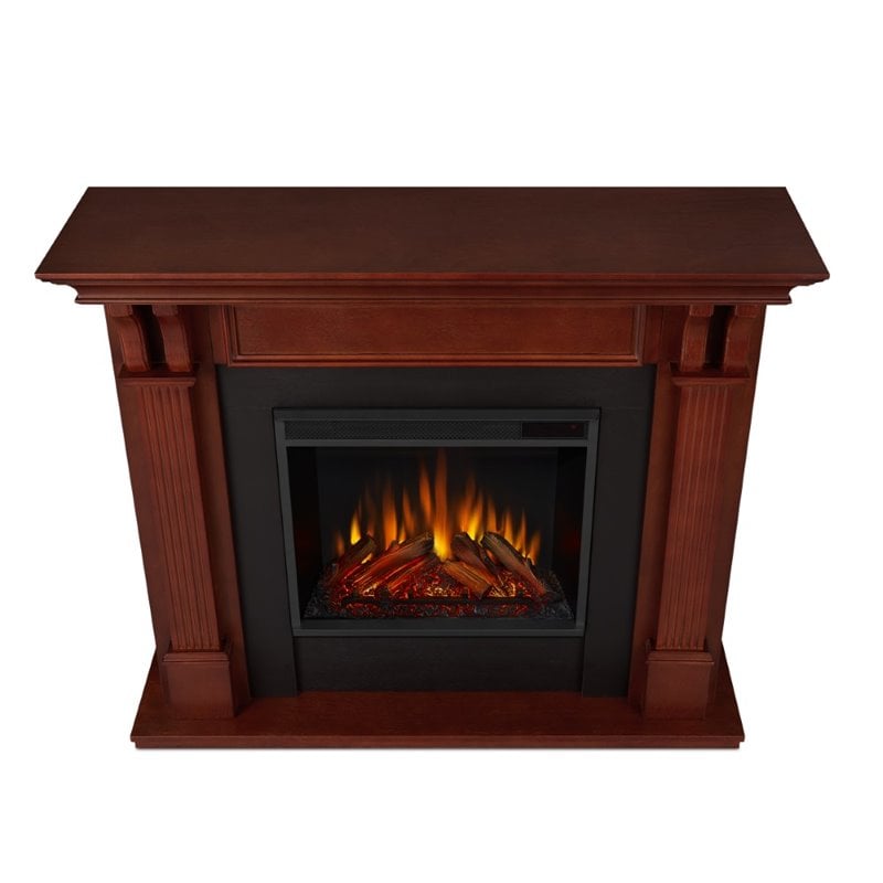 Bowery Hill Traditional Solid Wood Electric Fireplace in Mahogany