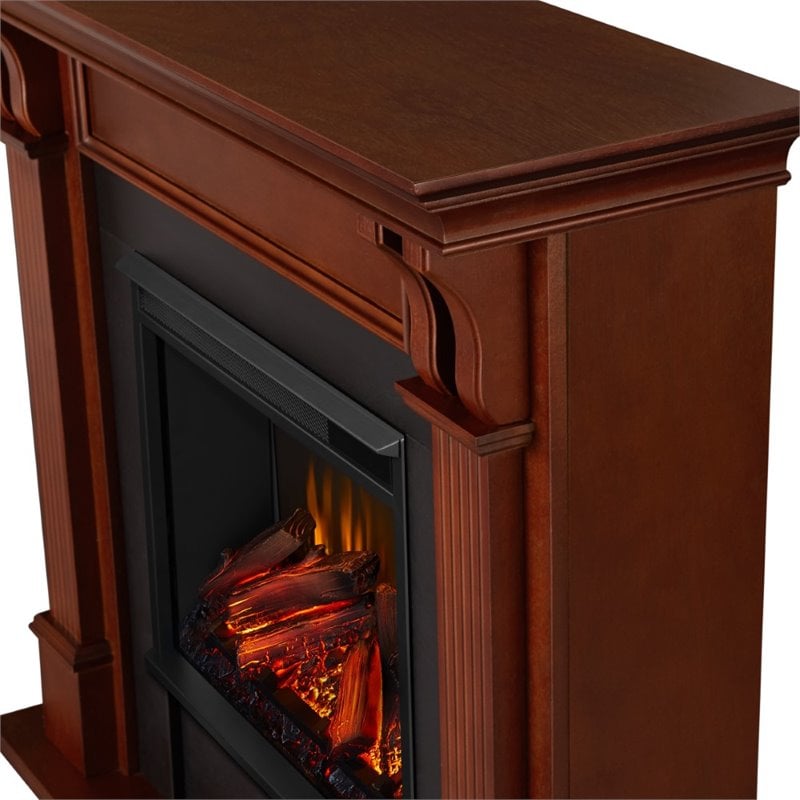 Bowery Hill Traditional Solid Wood Electric Fireplace in Mahogany