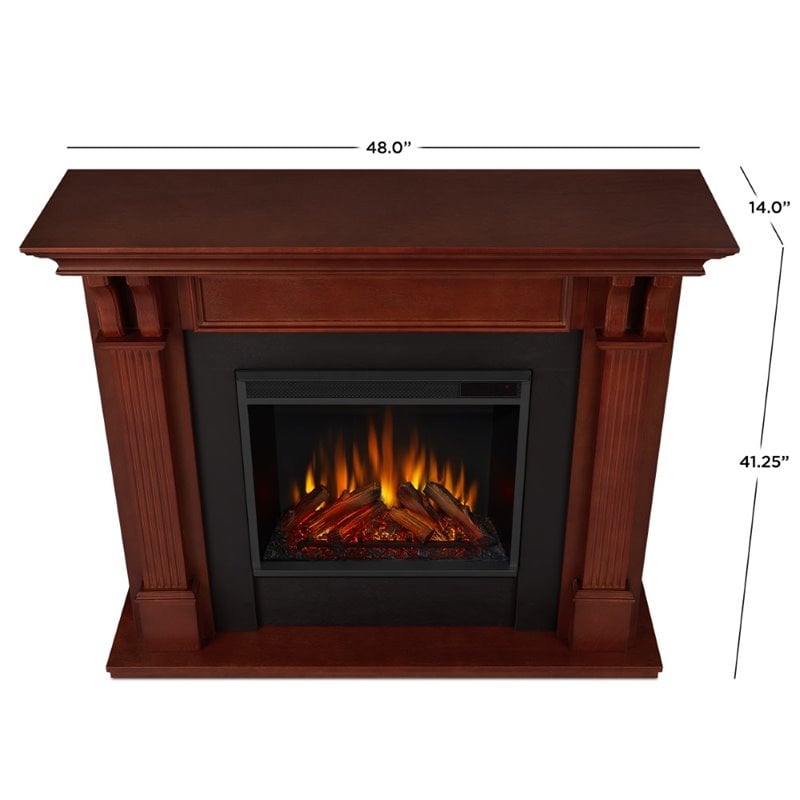 Bowery Hill Traditional Solid Wood Electric Fireplace in Mahogany