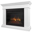 Bowery Hill Solid Wood White Electric Fireplace Rectangular Thermostat Timer 43.25