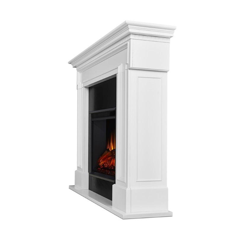 Bowery Hill Traditional Solid Wood Electric Fireplace in White