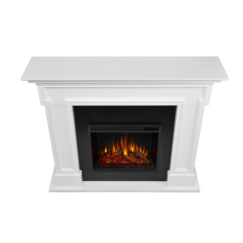 Bowery Hill Traditional Solid Wood Electric Fireplace in White