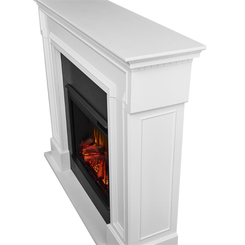 Bowery Hill Traditional Solid Wood Electric Fireplace in White