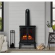Bowery Hill Contemporary Metal Modern Stove Electric Fireplace in Black