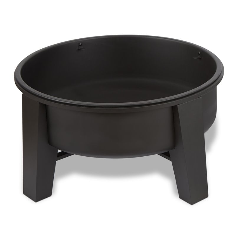 Bowery Hill Modern Wood-Burning Iron Fire Pit in Black