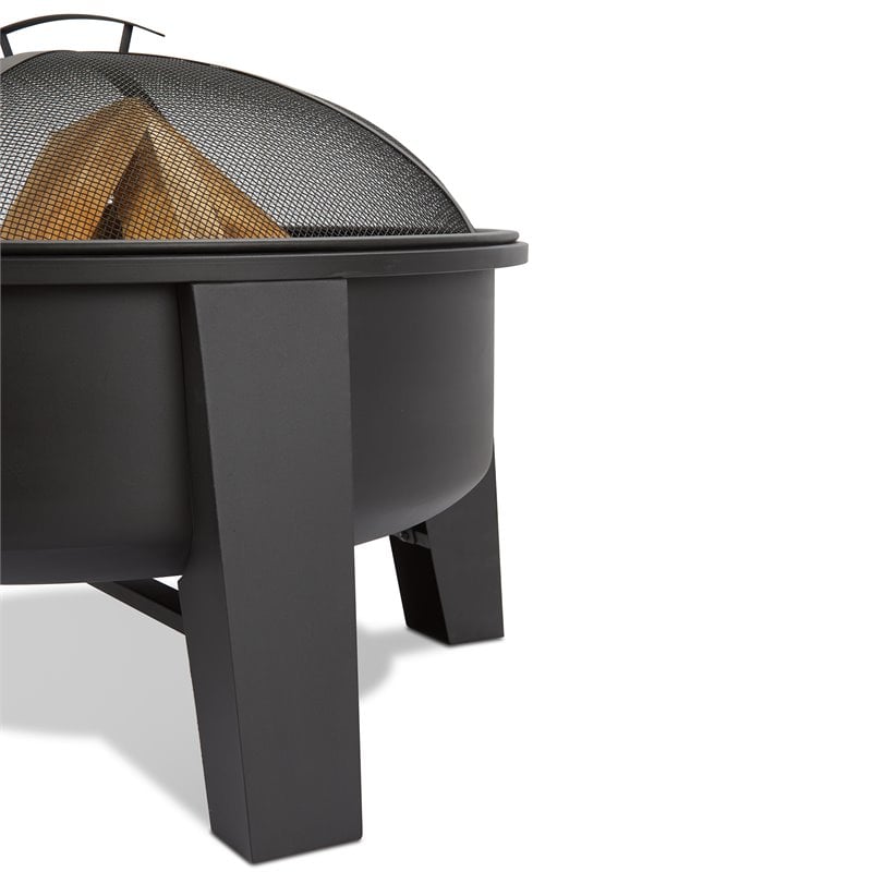 Bowery Hill Modern Wood-Burning Iron Fire Pit in Black