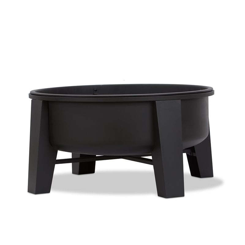 Bowery Hill Modern Wood-Burning Iron Fire Pit in Black