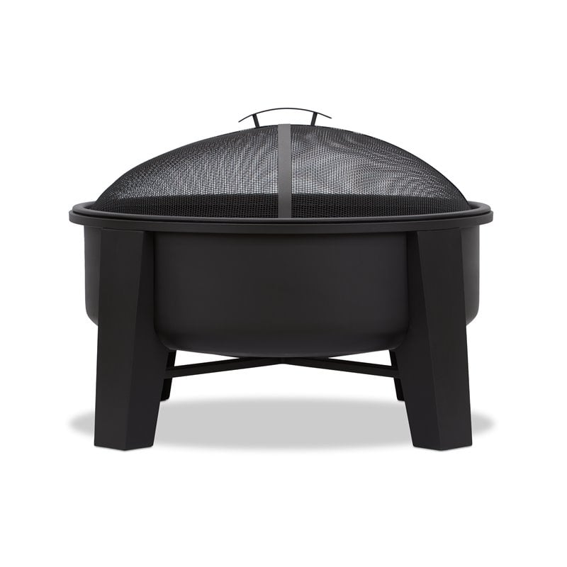 Bowery Hill Modern Wood-Burning Iron Fire Pit in Black