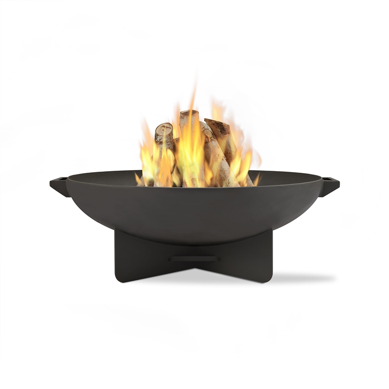 Bowery Hill Mid-Century Outdoor Steel Fire Bowl in Gray