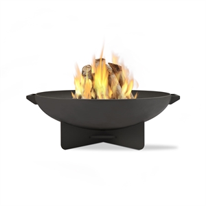 Bowery Hill Mid-Century Outdoor Steel Fire Bowl in Gray