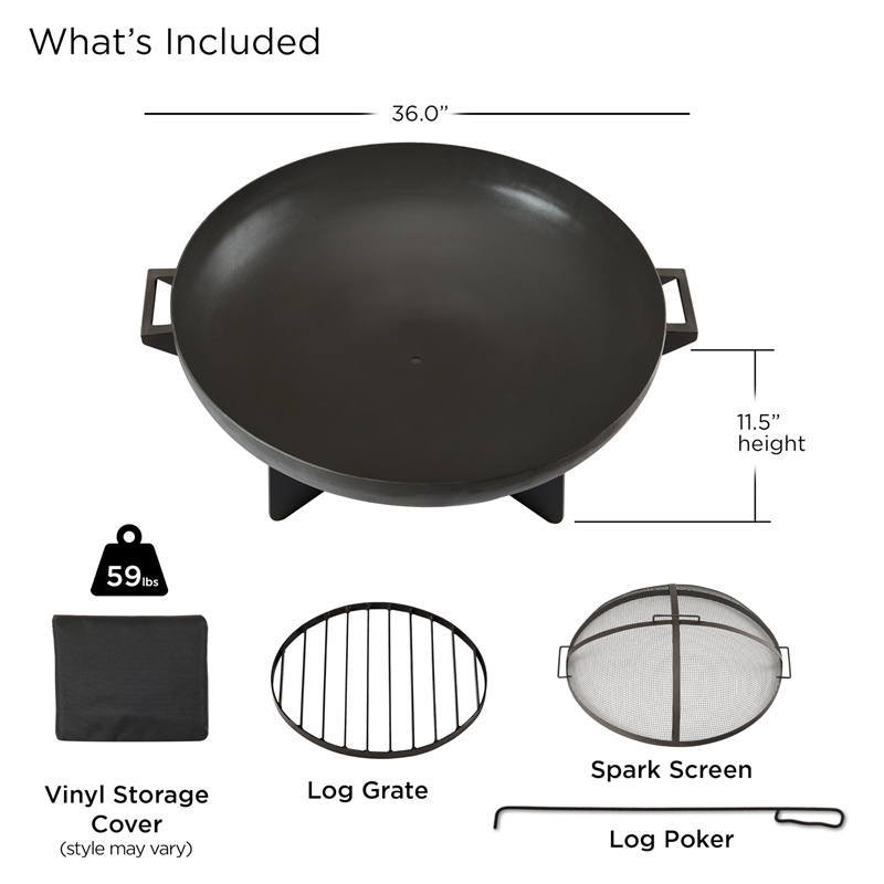 Bowery Hill Mid-Century Outdoor Steel Fire Bowl in Gray