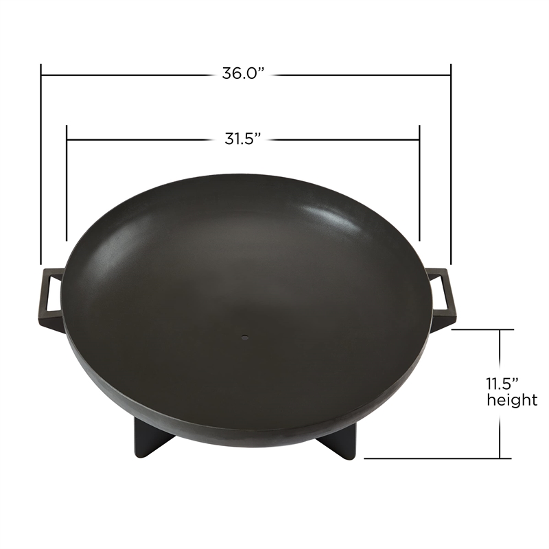 Bowery Hill Mid-Century Outdoor Steel Fire Bowl in Gray