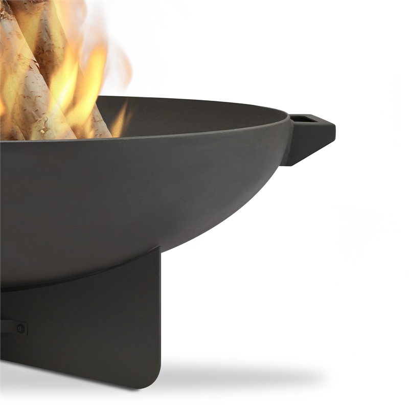 Bowery Hill Mid-Century Outdoor Steel Fire Bowl in Gray