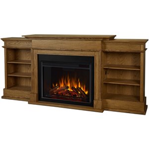 bowery hill contemporary media electric fireplace tv stand in english oak