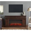Bowery Hill Hardwood Veneer Dark Walnut Electric Fireplace Rectangular Adjustable Heat 60.13