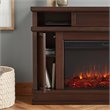 Bowery Hill Hardwood Veneer Dark Walnut Electric Fireplace Rectangular Adjustable Heat 60.13