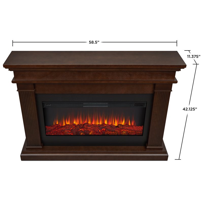 Bowery Hill Traditional Solid Wood Electric Fireplace in Dark Walnut