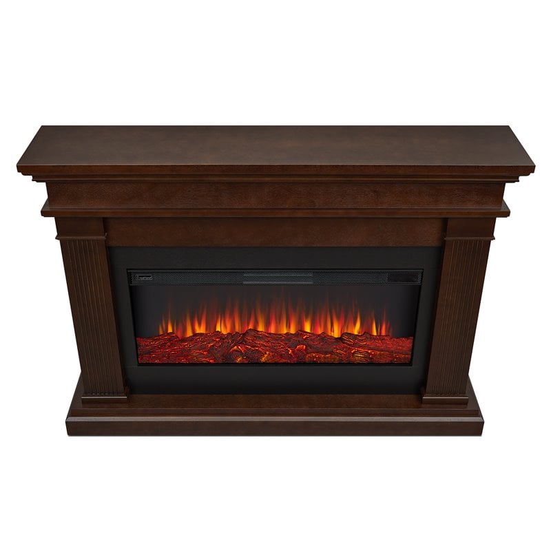 Bowery Hill Traditional Solid Wood Electric Fireplace in Dark Walnut