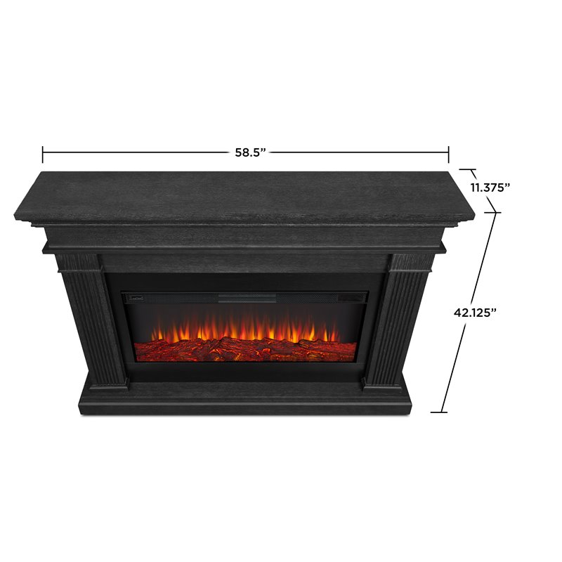 Bowery Hill Traditional Solid Wood Electric Fireplace in Gray