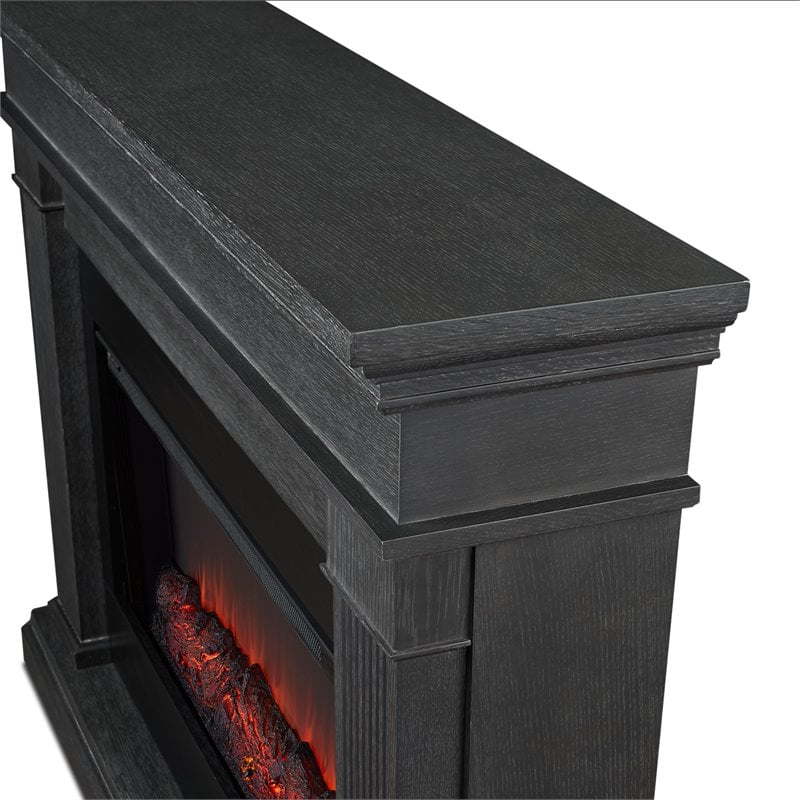 Bowery Hill Traditional Solid Wood Electric Fireplace in Gray