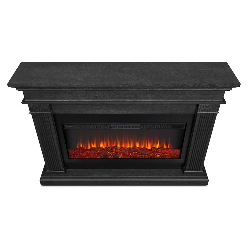 Bowery Hill Traditional Solid Wood Electric Fireplace in Gray