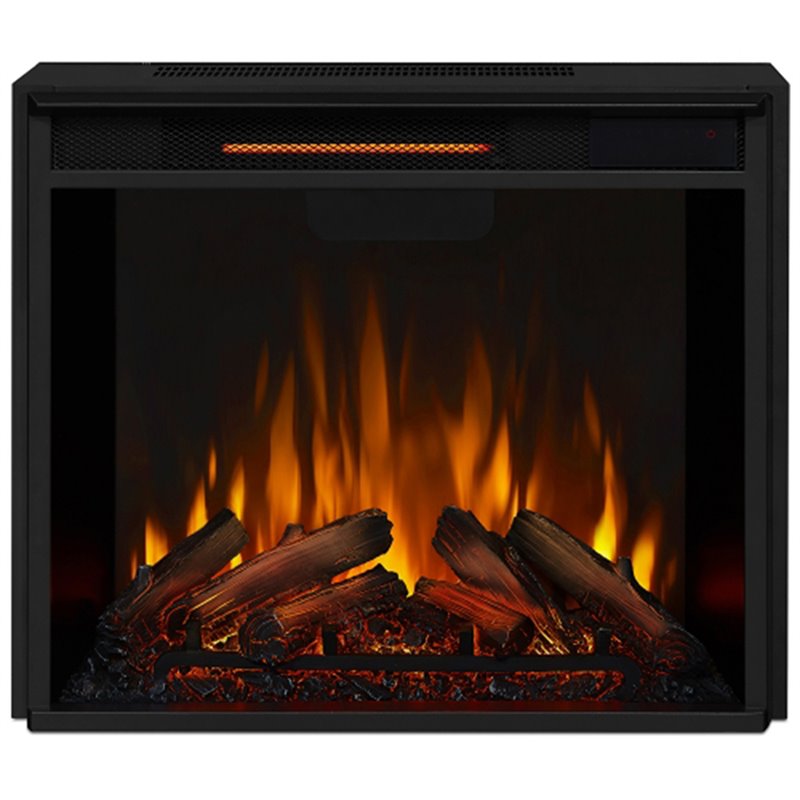 Bowery Hill Modern Stainless Steel Electric Fireplace in Matte Black