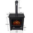 Bowery Hill Modern Stainless Steel Electric Fireplace in Matte Black