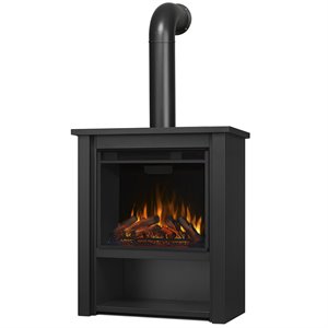 bowery hill modern stainless steel electric fireplace in matte black