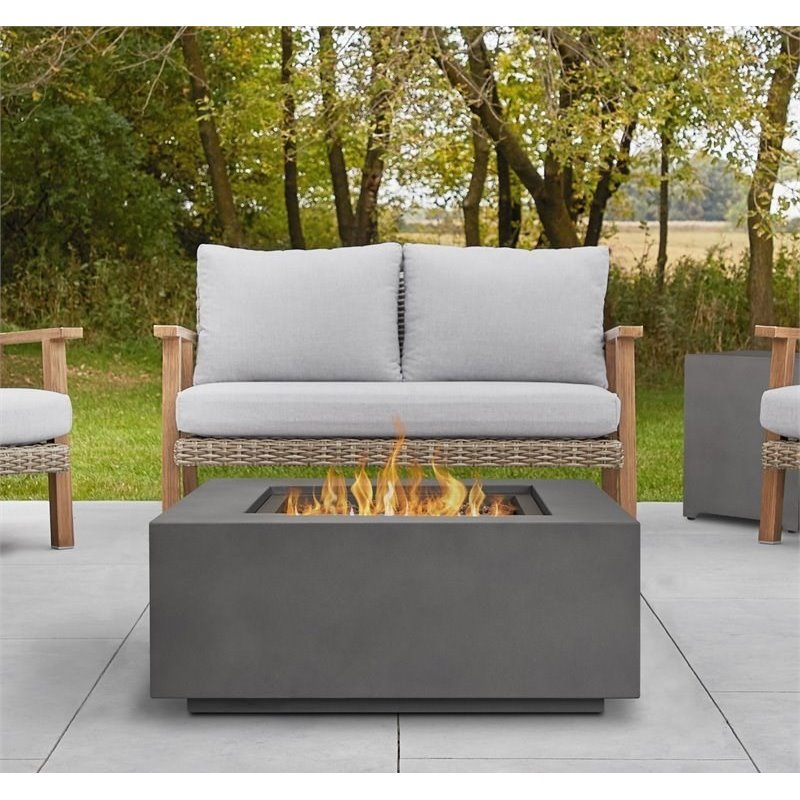 Bowery Hill Traditional Square Propane Fire Table with Conversion Kit in Slate