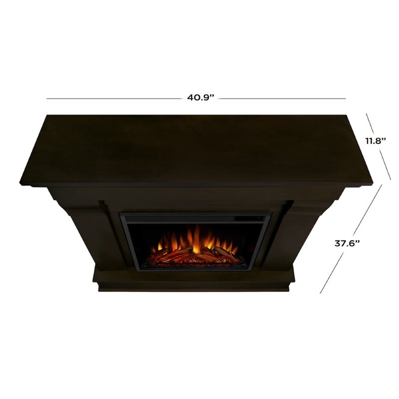 Bowery Hill Traditional Solid Wood Electric Fireplace in Dark Walnut