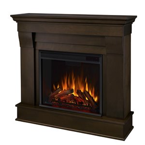 bowery hill traditional solid wood electric fireplace in dark walnut