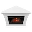 Bowery Hill Contemporary Wood Corner Electric Fireplace in White