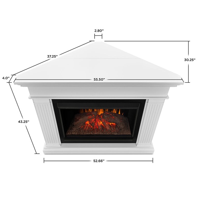 Bowery Hill Contemporary Wood Corner Electric Fireplace in White