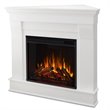 Bowery Hill Contemporary Solid Wood Electric Corner Fireplace in White