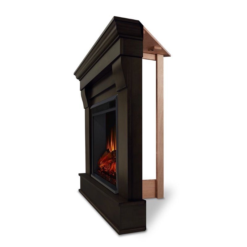 Bowery Hill Traditional Wood Espresso Contemporary Electric Corner Fireplace