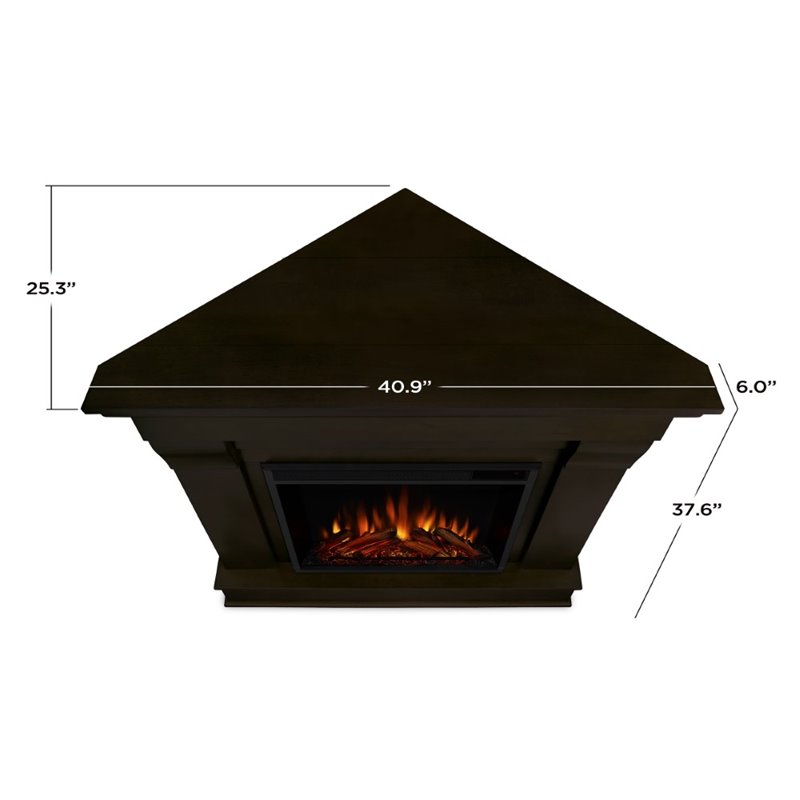 Bowery Hill Traditional Wood Espresso Contemporary Electric Corner Fireplace