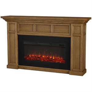 bowery hill contemporary electric wood fireplace in english oak