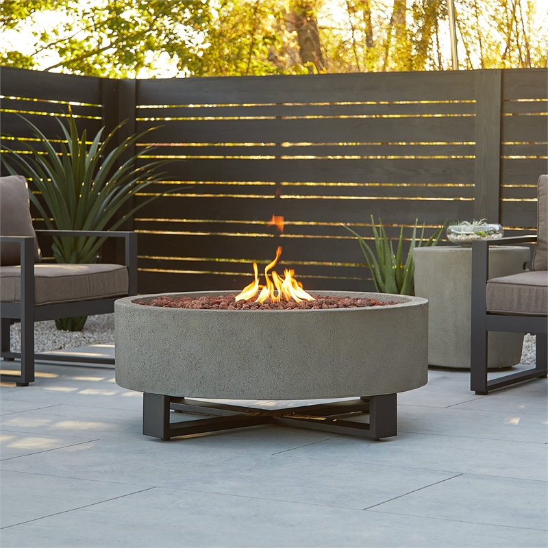 Bowery Hill Contemporary Propane Fire Bowl for Outdoors in Glacier Gray