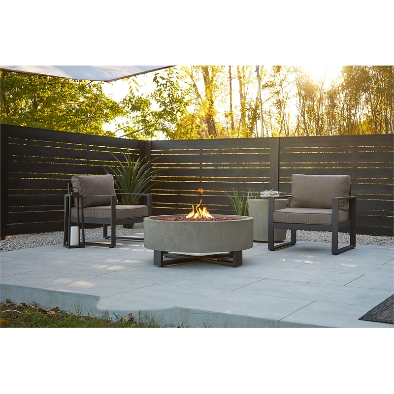 Bowery Hill Contemporary Propane Fire Bowl for Outdoors in Glacier Gray