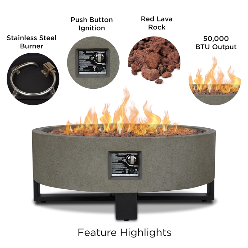Bowery Hill Contemporary Propane Fire Bowl for Outdoors in Glacier Gray