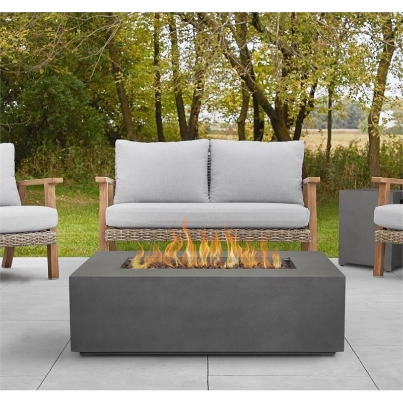 Bowery Hill Traditional Small Propane Fire Table with Conversion Kit in Slate