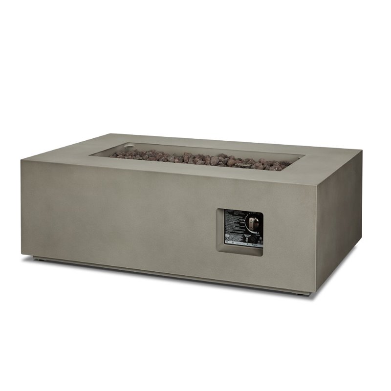 Bowery Hill Contemporary Small Propane Fire Table with Conversion Kit in Gray