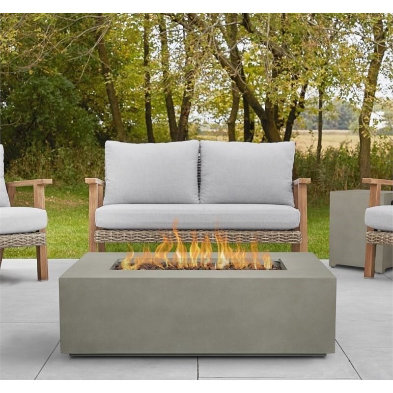 Bowery Hill Contemporary Small Propane Fire Table with Conversion Kit in Gray
