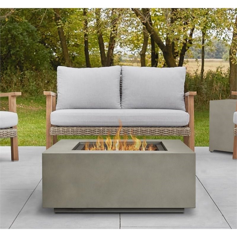Bowery Hill Traditional Square Propane Fire Table with Conversion Kit in Gray