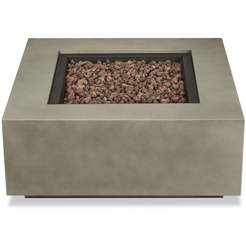 Bowery Hill Traditional Square Propane Fire Table with Conversion Kit in Gray